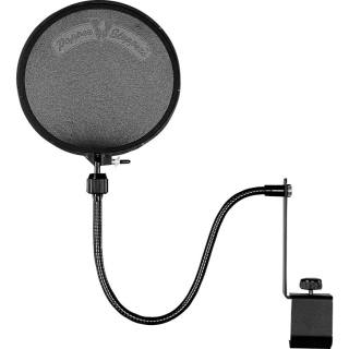 An adjustable pop filter to put in front of the microphone's diaphragm.